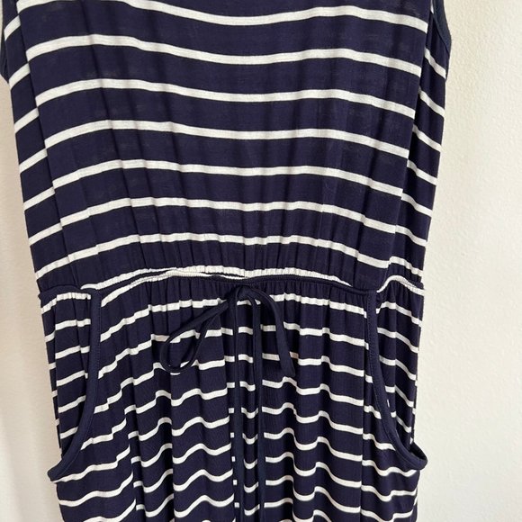 Espresso Women's Size XL Navy Blue Striped Sleeveless Scoop Neck Tank Maxi Dress - Picture 5 of 10